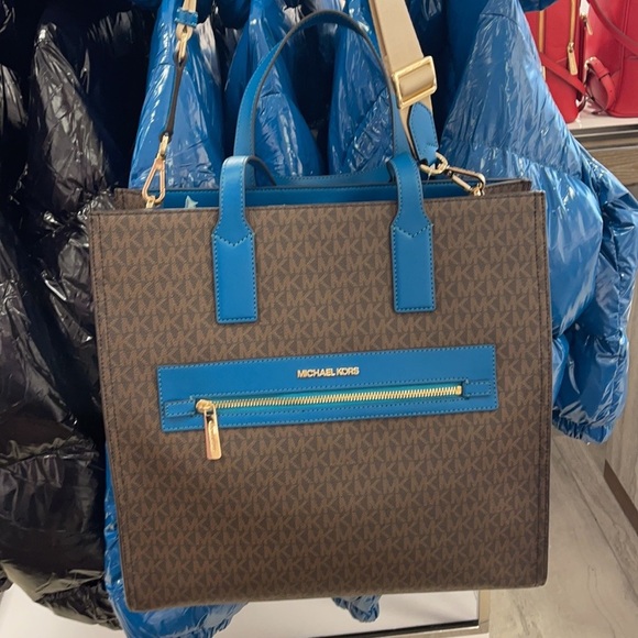 MICHAEL KORS KENLY LARGE NS GRAPHIC LOGO TOTE SATCHEL SHOULDER BAGMK SIGNATURE - Picture 3 of 16